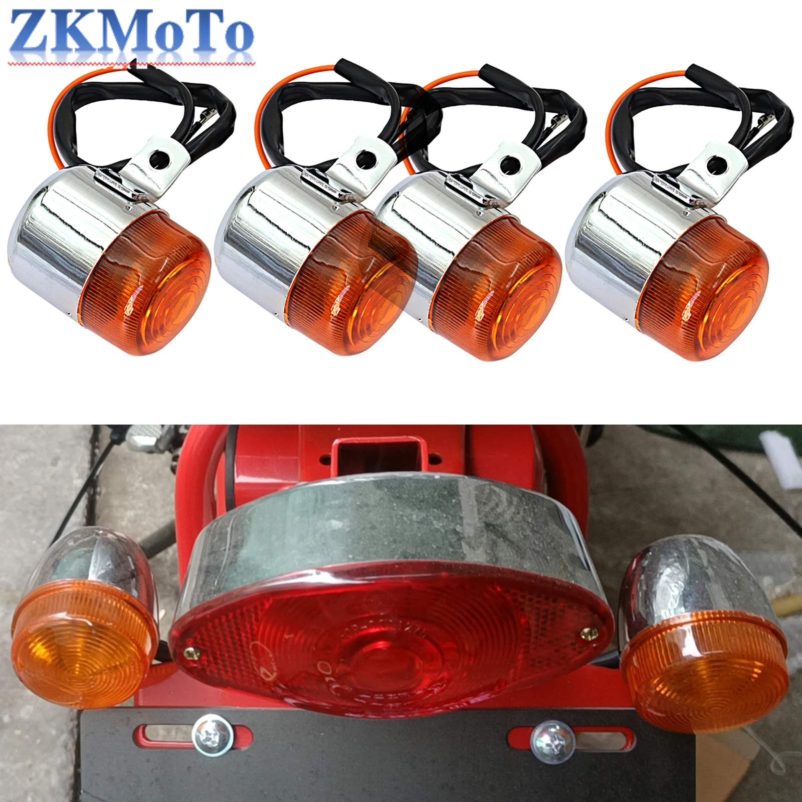 4Pcs Motorcycle Turn Signal Light 6V Amber Flasher Indicator Motorbike Accessories For HONDA Z50 MONKEY CHALY DAX CF50 CT70 ST50