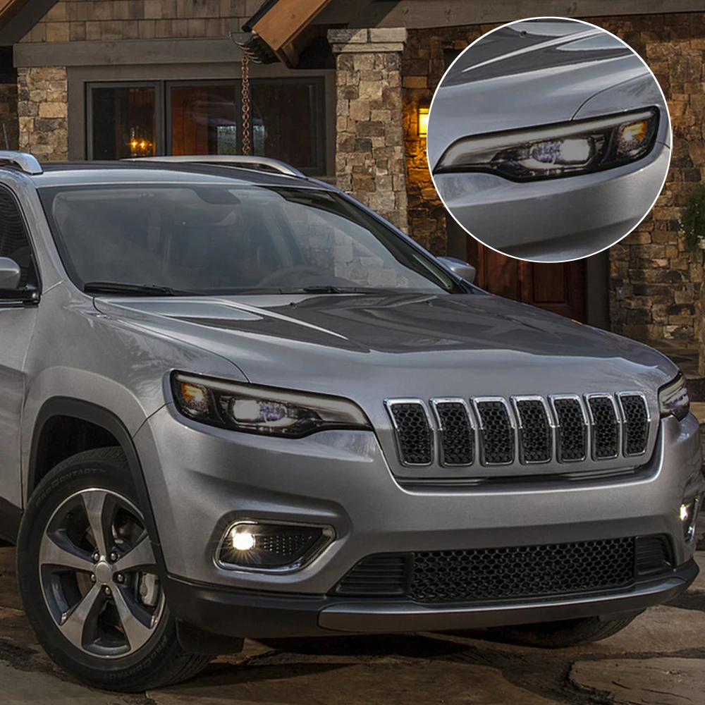 For Jeep Cherokee KL 2019-2023 High Gloss Smoke Black Pre-Cut Headlight Protection Film TPU PPF Kit Anti-Scratch Vinyl Cover - view 5