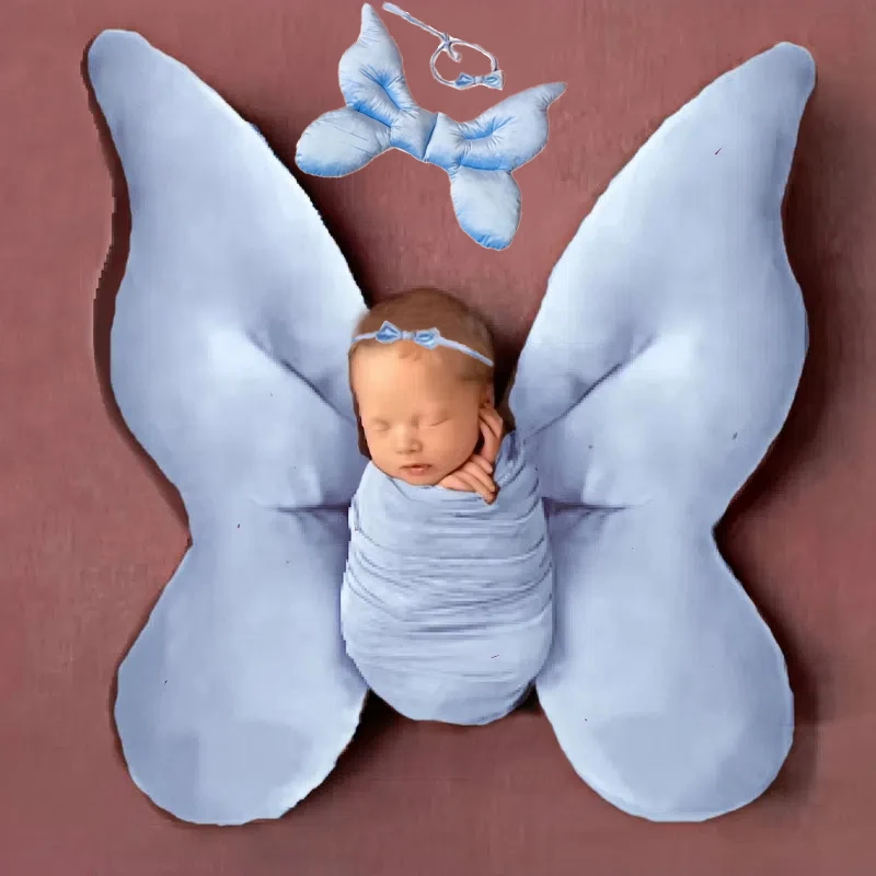 

Комплект из 3 предметов: костюм для детской фотосессии — мягкая подушка-бабочка с подходящей оберткой и повязкой на голову — подарочный набор для позирования новорожденного — обертка (40x170 см