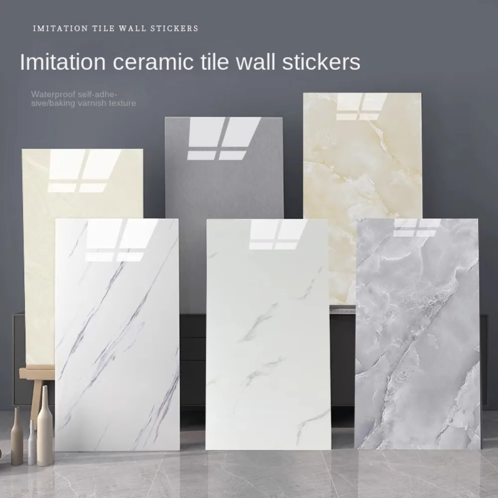 10x 30cmx60cm Marble Tiles Sticker Waterproof Self-adhesive Tile Wall Sticker PVC Tiles Floor Stickers Bathroom Livingroom Decor