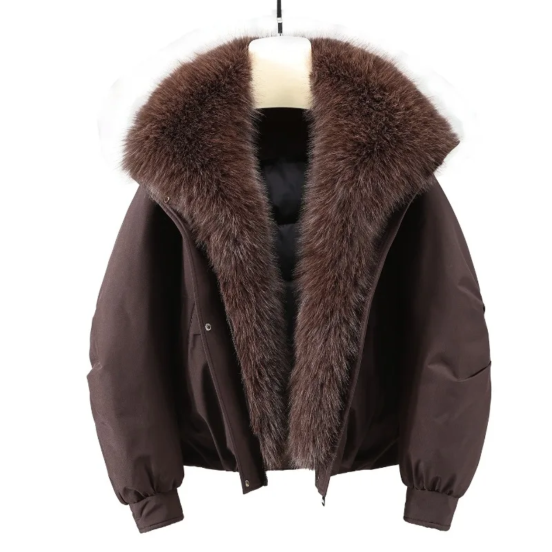 2026 Fashion Long-Fur-collar Winter Short Parkas Women's Cotton-padded Jacket Thicken Warm Coat Female Casual Loose Outerwear
