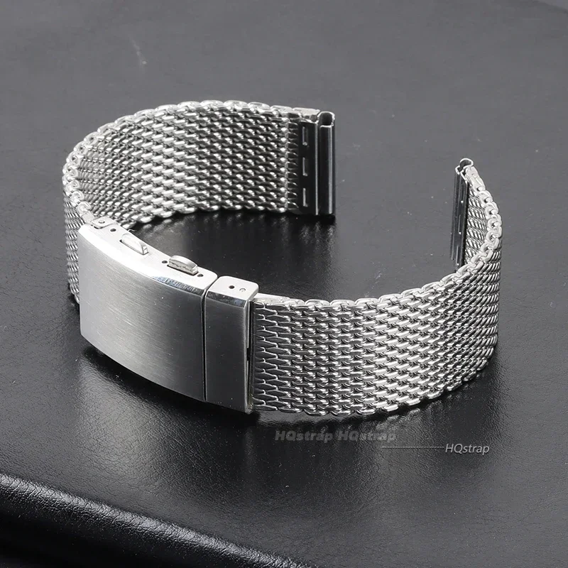 Bracelet en maille milanaise pour hommes, 18mm 20mm 22mm, pour bande Omega, boucle pliante réglable, luxe, Business, en acier inoxydable