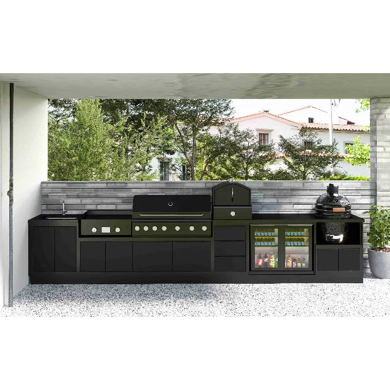 2024 Dorene Mobile da cucina moderno per barbecue da cucina all'aperto con rubinetto scorrevole per cassetto con cerniera per lavello per giardino e cortile