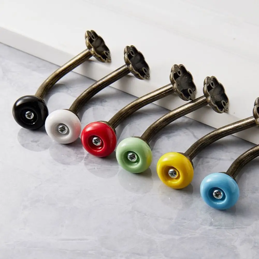 Double Hole Ceramic Coat Hook Zinc Alloy Multiple Colors Retro Wall Hook Easy To Install Punching Bathroom Coat Hanger