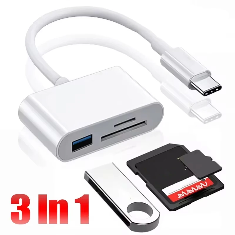 3 في 1 نوع C قارئ بطاقات محول OTG TF قارئ بطاقات SD USB-C محول بطاقة الذاكرة OTG لأجهزة الكمبيوتر المحمول U-القرص ماك بوك سامسونج هواوي #1