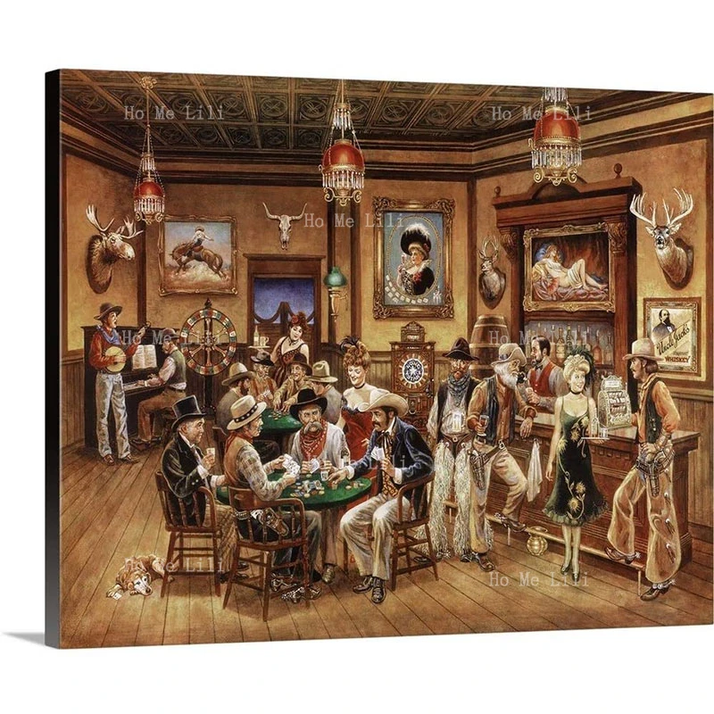 Western Saloon Canvas Wall Art Print Country Artwork For Living Room Bedroom Home Decor