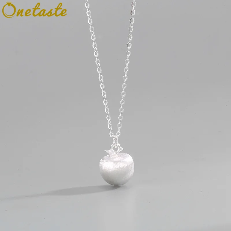 

925 Sterling Silver Brushed Apple Charm Pendant Necklace For Women Cute Fruit Dainty Fashion Stack Choker Necklaces Party Gift