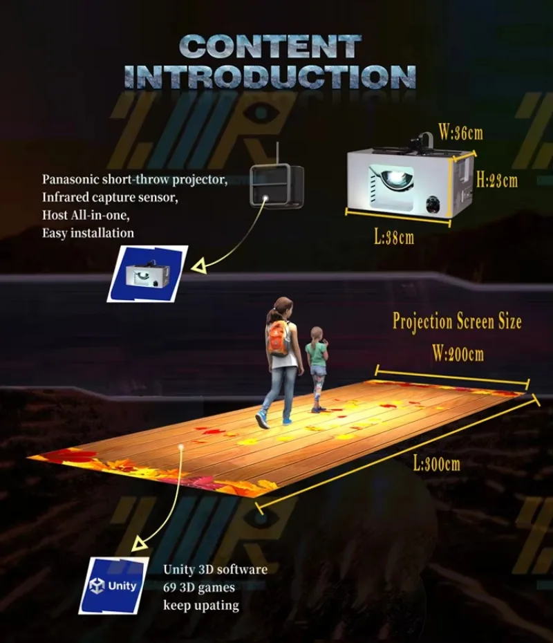 3D Interactive Ground Projection Game System All Scenario Available Interactive Floor Projection
