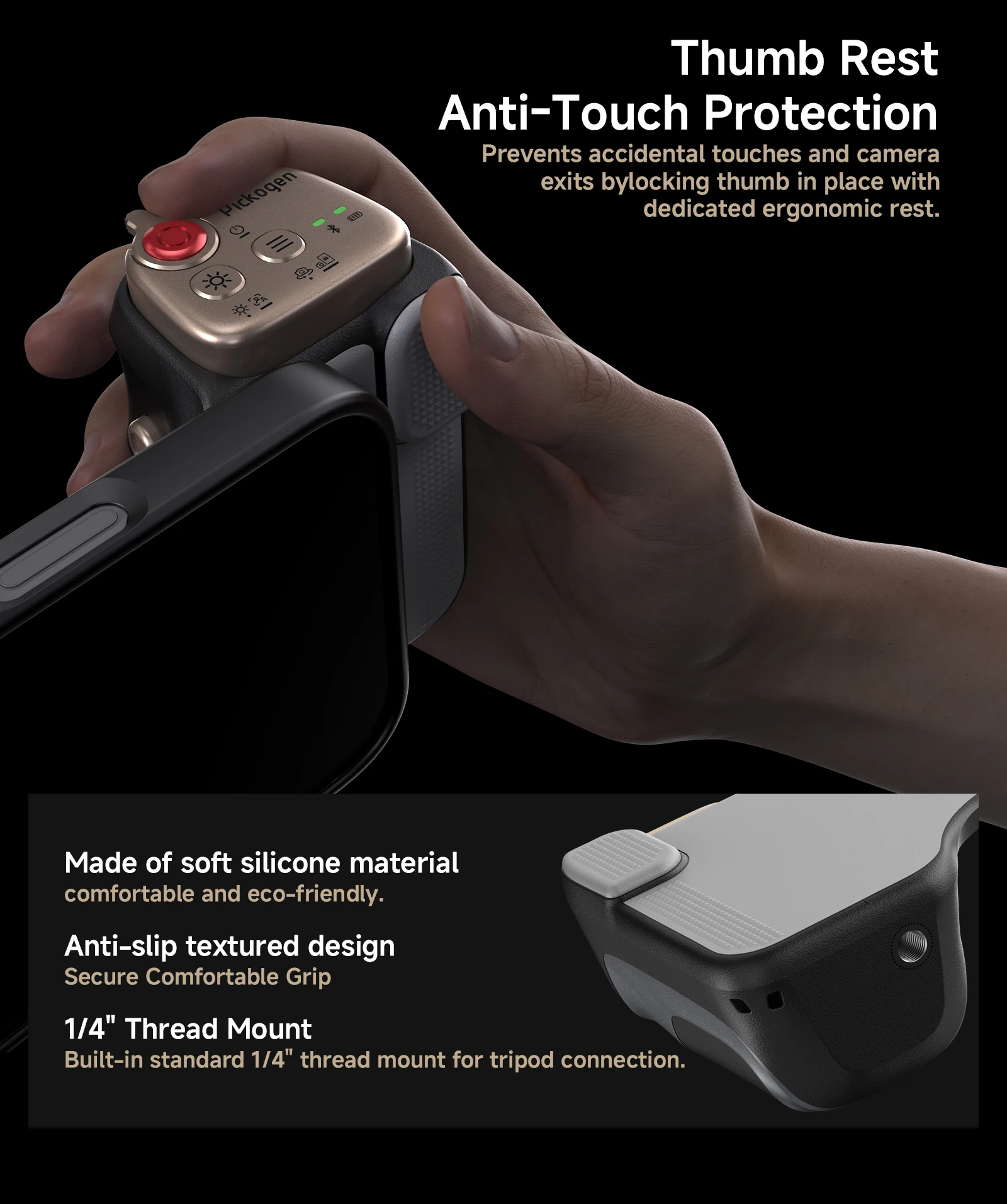 PICKOGEN Magnetischer Fotografie-Handgriff-Kit für iPhone 16/17 Pro Max Abnehmbarer Fernbedienungsgriff mit 17mm Gewinde Handyhülle – Detail 6