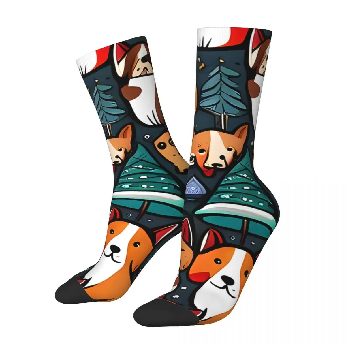 Crazy compression Christmas Puppies Sock for Men Harajuku Seamless Pattern Crew Sock Casual