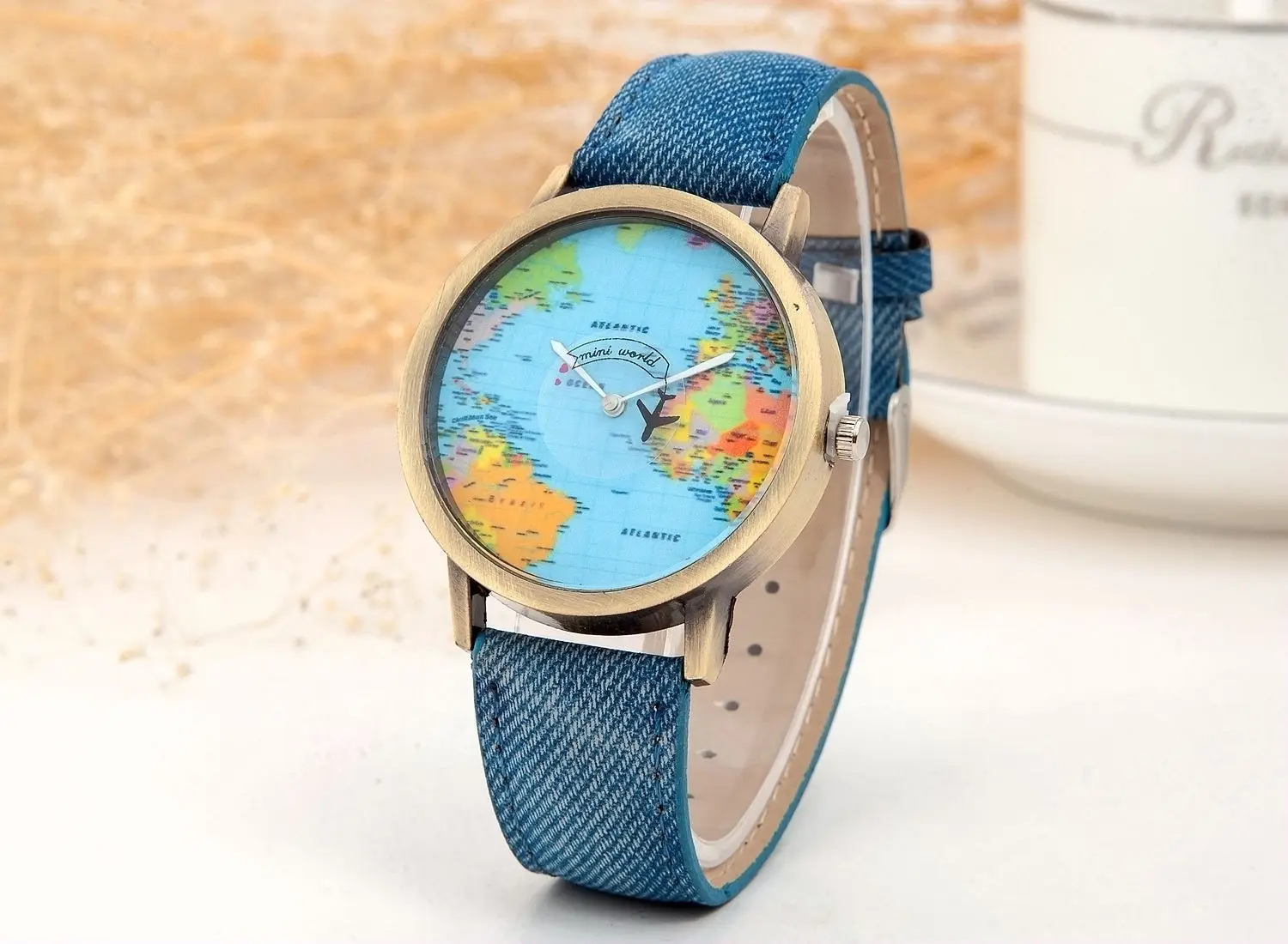 Relojes de Mujer con esfera de tierra a la moda, Reloj de pulsera informal con correa de cuero para Mujer, Reloj para Mujer