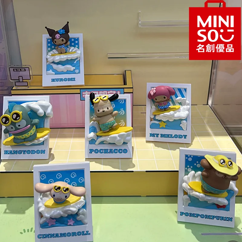 Original  Hello Kitty Summer Surfing Magnetic Series Blind Box Refrigerator Sticker Kawaii Toys Desktop Ornament Surprise Gift