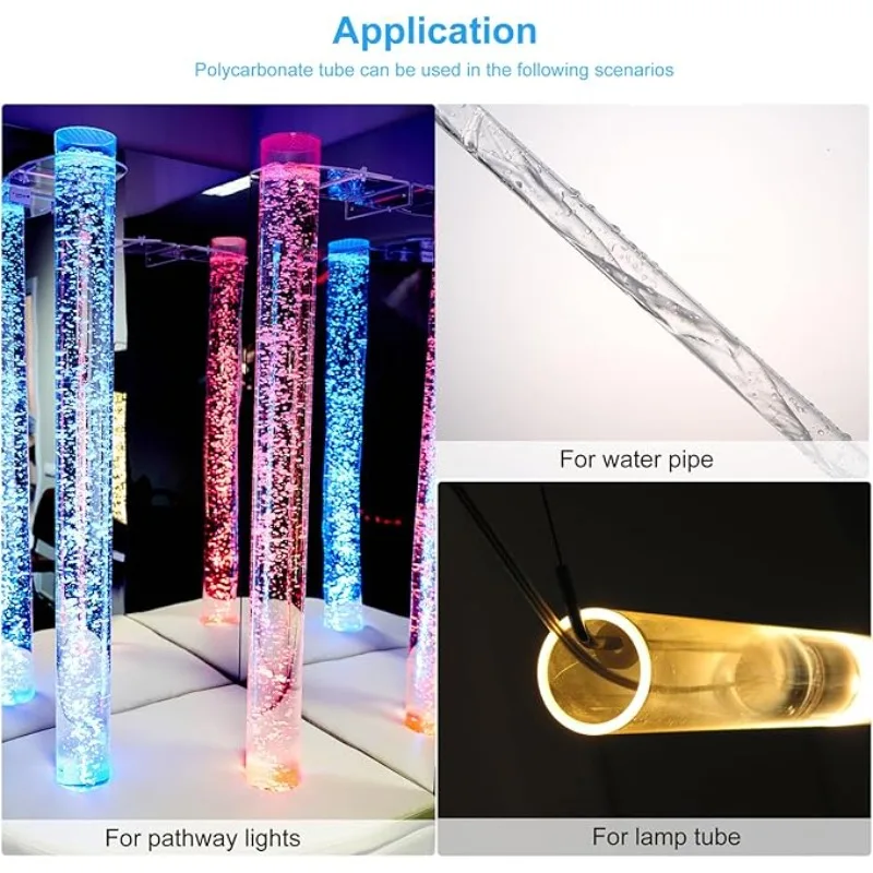 2 قطعة أنبوب بلاستيكي صلب 2.4 بوصة (61 مللي متر) ID 2.56 بوصة (65 مللي متر) OD 9.6 بوصة (245 مللي متر) أنبوب دائري عالي من البولي كربونات شفاف للإضاءة والنماذج