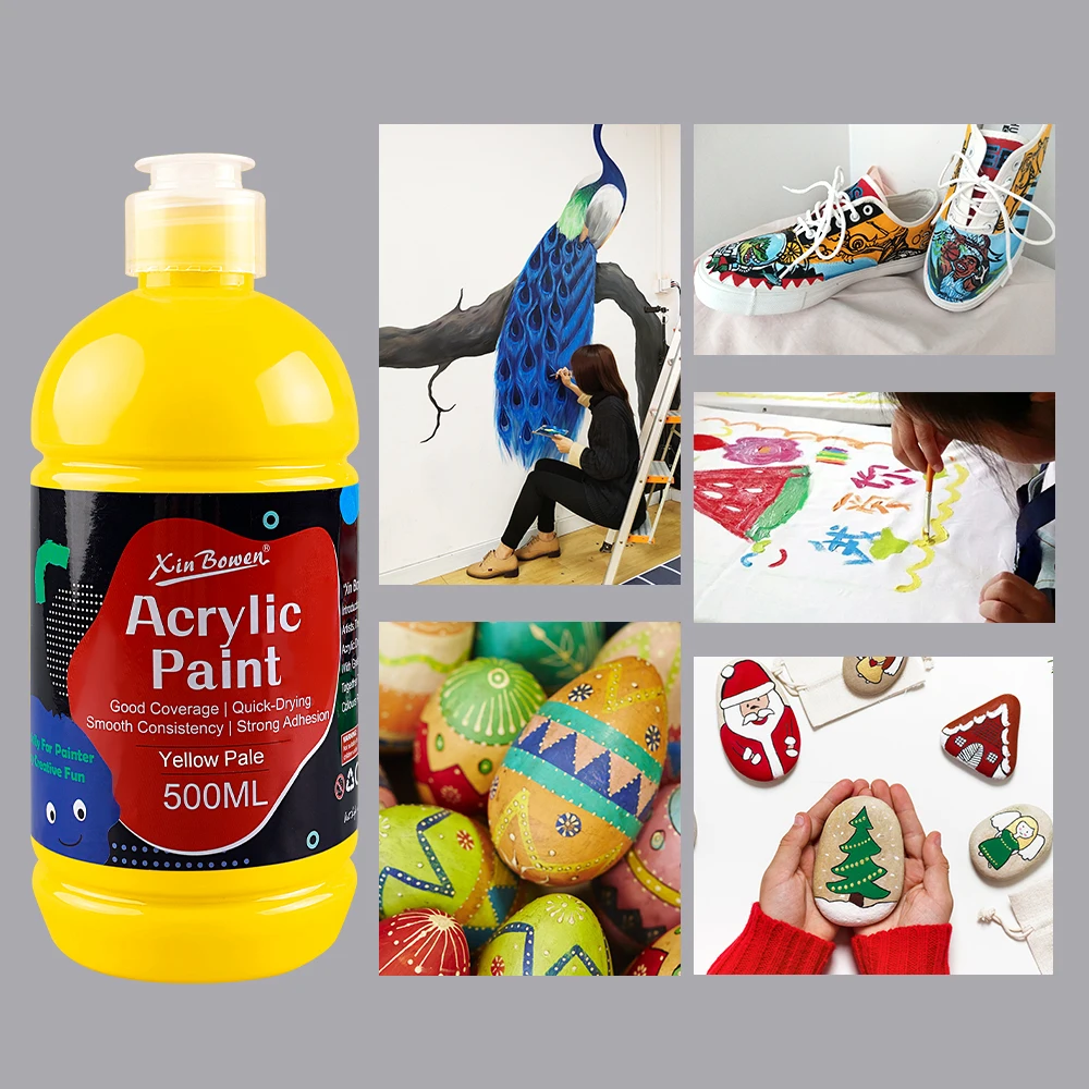 500ml Acrylic Paint Set for Wall Painting Coloring Art Student Texture DIY Graffiti Shoes Water-Based Art Supplies 14 Colors