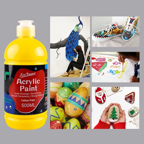 Imagen 2 del producto Juego de pintura acrílica de 500ml para pintura de pared, arte para colorear, textura de estudiante, zapatos de Graffiti DIY, suministros de arte a base de agua, 14 colores