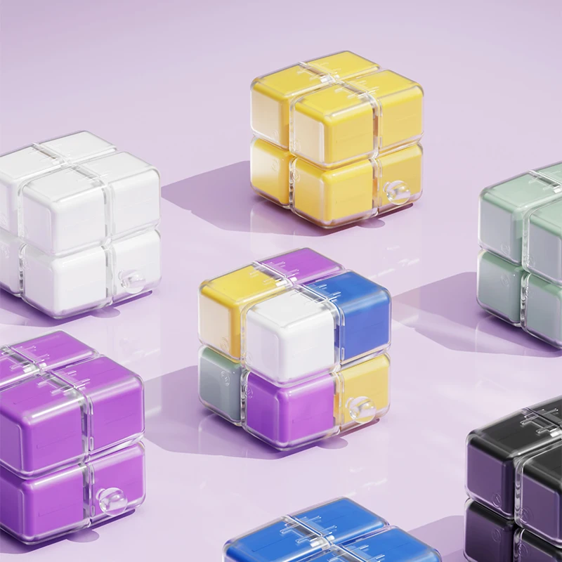 Organizador de pastillas de cubo magnético apilable: diseño de cordón DIY, 8 compartimentos, ideal para viajes, trabajo y hogar, ordenado de sus medios