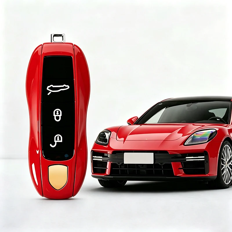 Autosleutel hoesje Bordeauxrood vervangende schaal voor Porsche Cayenne Macan Panamera 911 718 Boxster Cayman Taycan 2010-2024