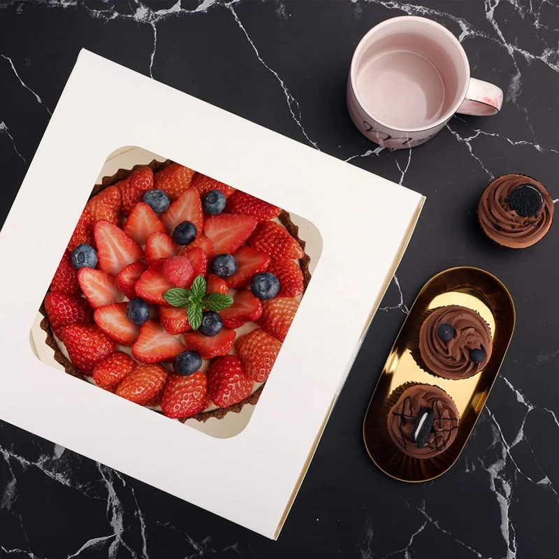 Lint Customizationcake Boxes 10 Sets 10X10X5 Inch Taartdozen Sets Met Rode Linten