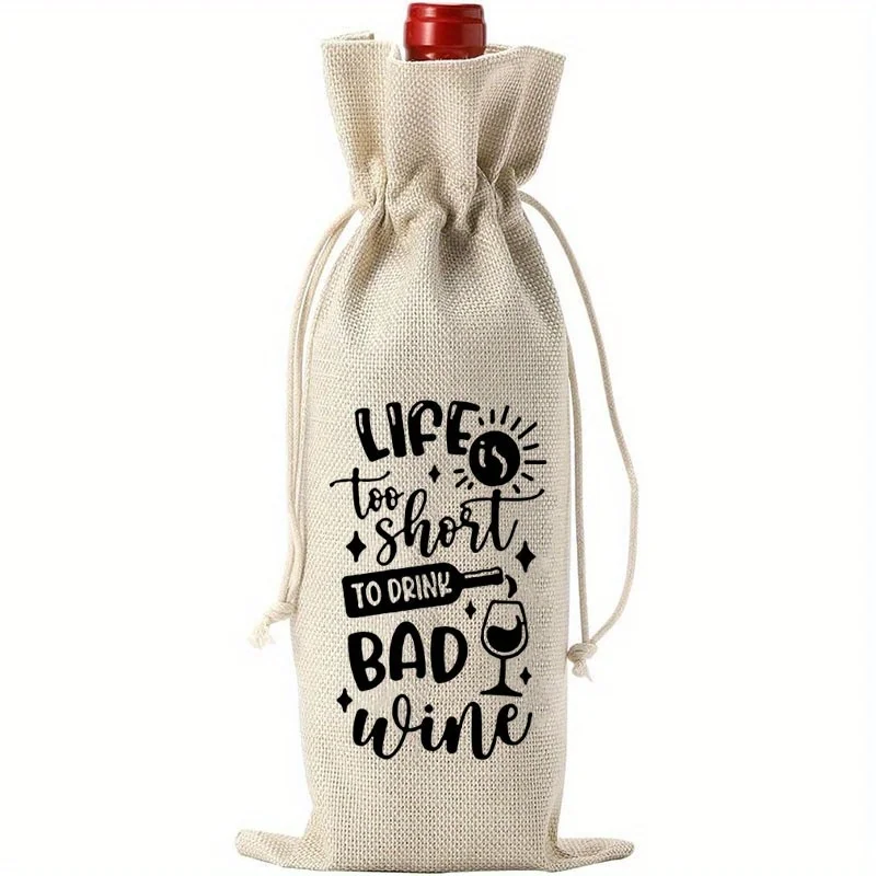 VIKAMA 4 bolsas de vino de lino, nuevos regalos de despedida, bolsas de vino de celebración para amigos y colegas, casa móvil, regalos de despedida
