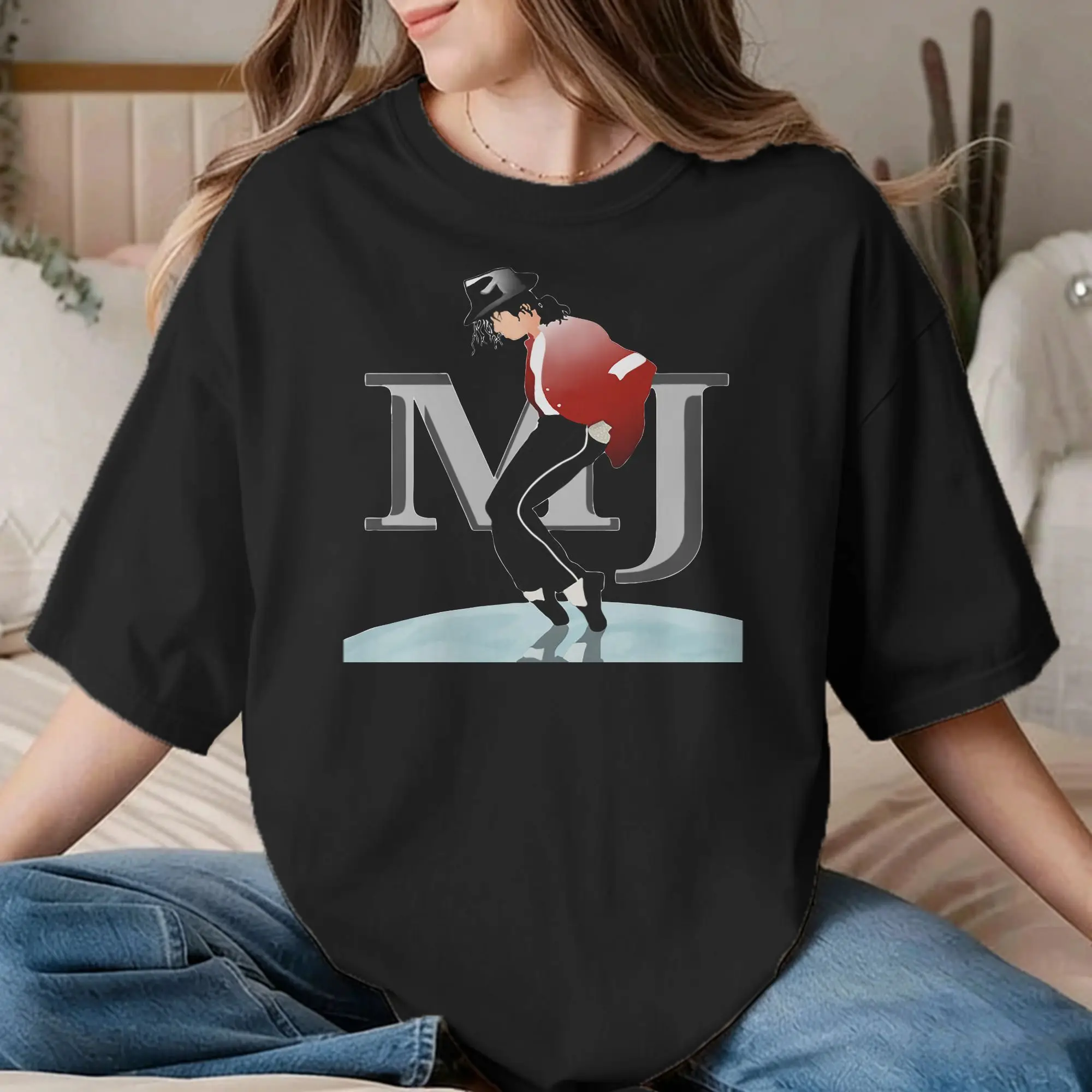 MJ Moonwalk for Men Women T Shirts Music Crazy Tee Shirt Short Sleeve Crew Neck T-Shirt Cotton Classic Tops