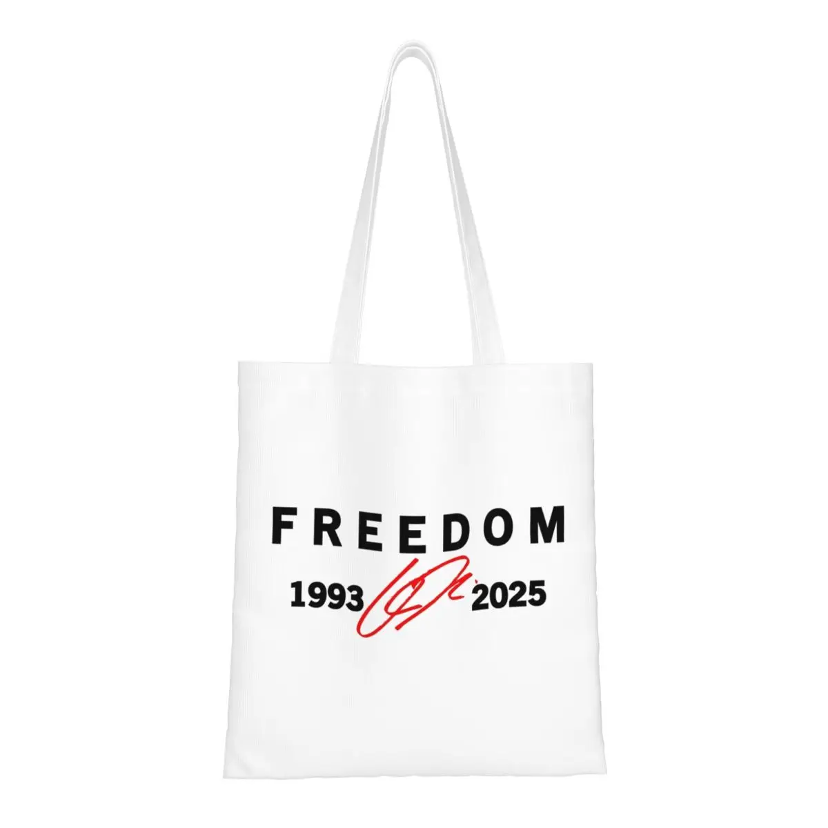 

Freedom Red Signature 1993-2025 Charlie Kirk Tribute Canvas Tote Bag Reusable Large Capacity Shopping Bag for Unisex School Bags