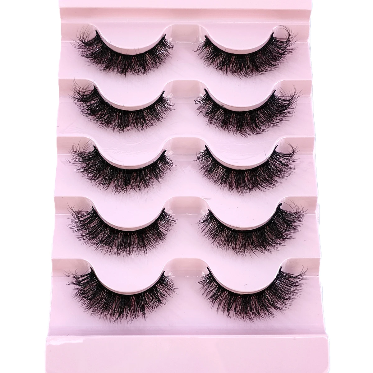 HBZGTLAD 5ペア 3Dフェイクミンクつけまつげ ナチュラルロングふわふわまつげ ウィスピー メイクアップ ビューティーエクステンション ショートつけまつげ