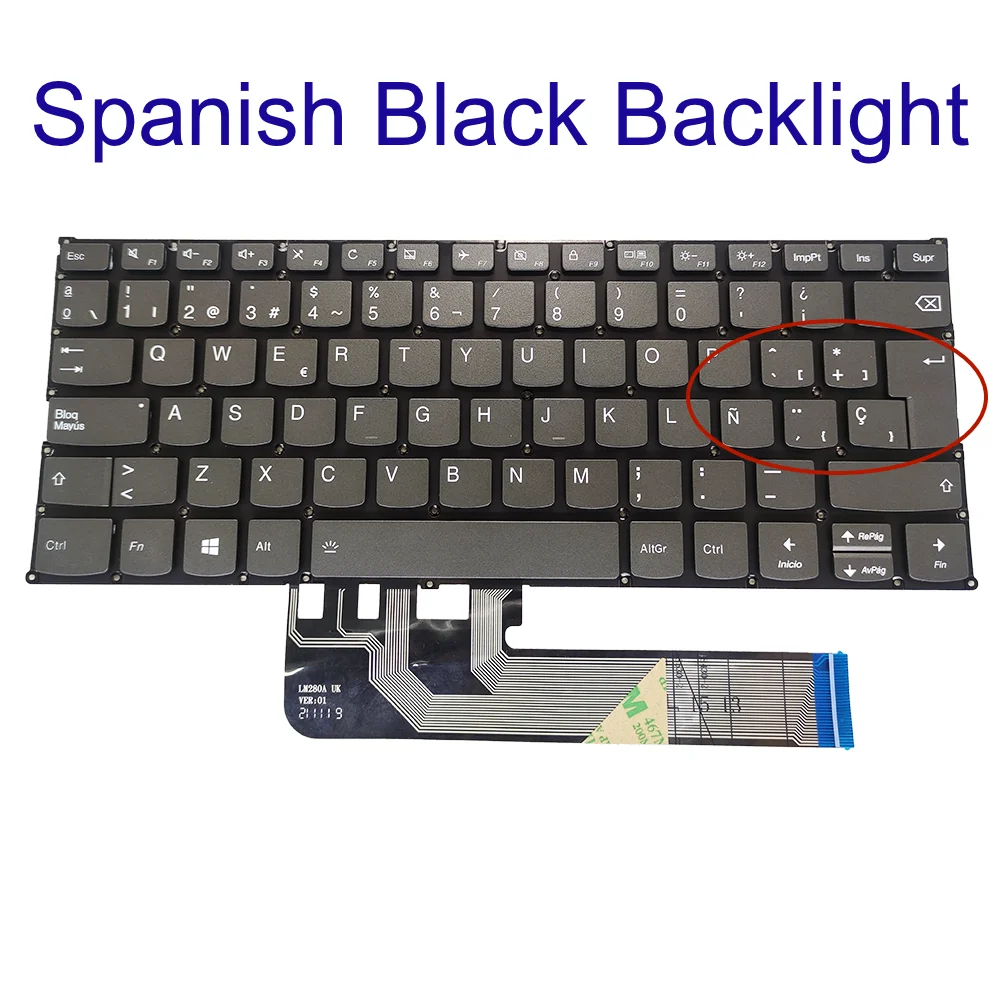 Imagem -02 - Teclado Retroiluminado para Lenovo Laptop Reino Unido sp la Pt-br fr Lenovo Yoga 613 13are05 82fn 13alc6 82nd Francês Azerty Espanhol Latim Novo