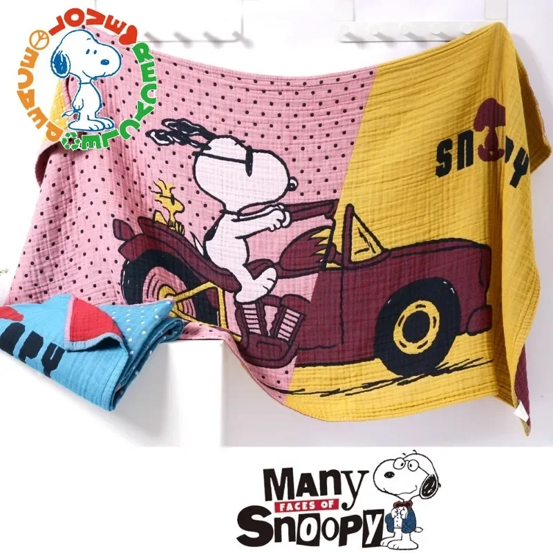 Snoopy casa toalha de banho de algodão puro para adultos e crianças 5 camadas seersucker toalha de banho de pelúcia tapete do bebê toalha presente de natal