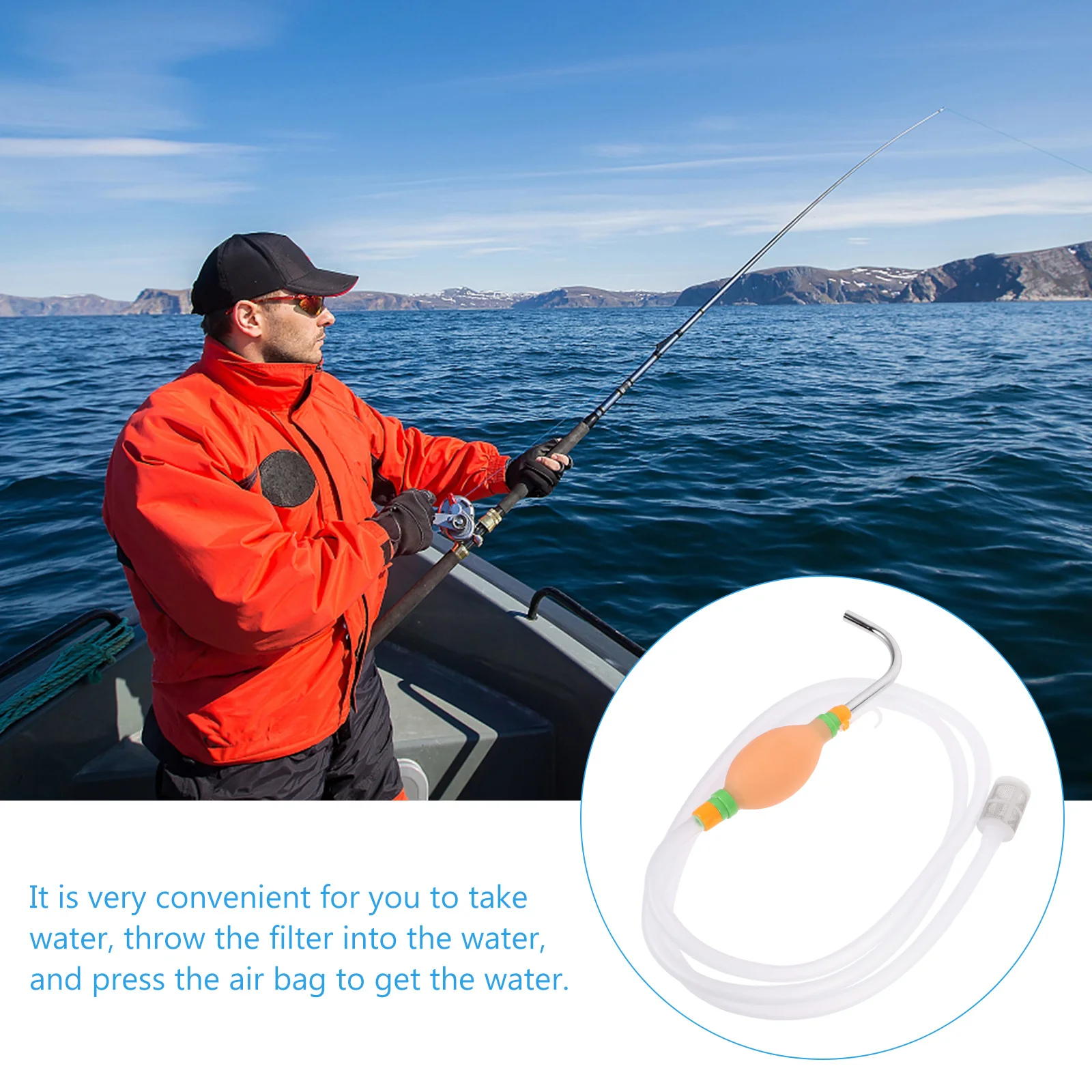 

1Set Fishing Water Suction Device Manual Pump Durable Water Intake with Screw Interface High-Density Filter Stainless Steel