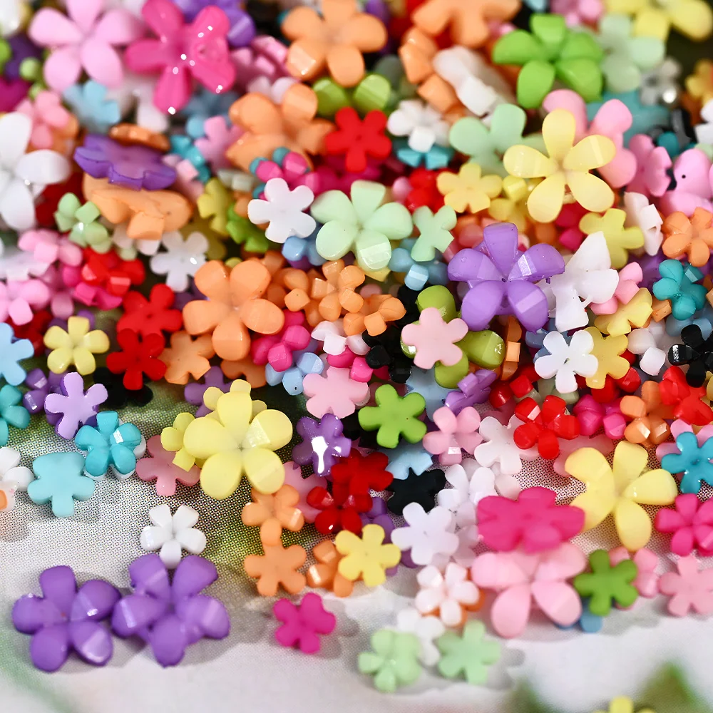 100pcs Colorful Acrylic Flower Nail Charms 3D Resin Flower Nail Art Decorations Floret Nail Rhinestones Manicure Jewelry