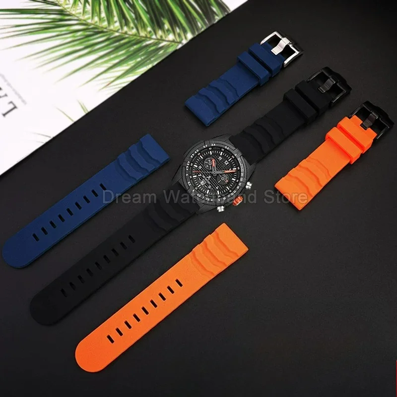 For Luminox 3805 3501 3749 3801 Series Men's Rubber Watchband Soft Comfortable Waterproof Silicone Watch Strap 22 24mm