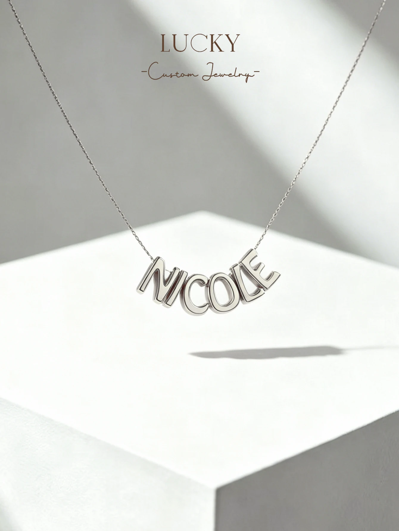 1 DIY custom women's name multi letter necklace, length 45 centimeters, customizable name, simple daily style, product includes view 2