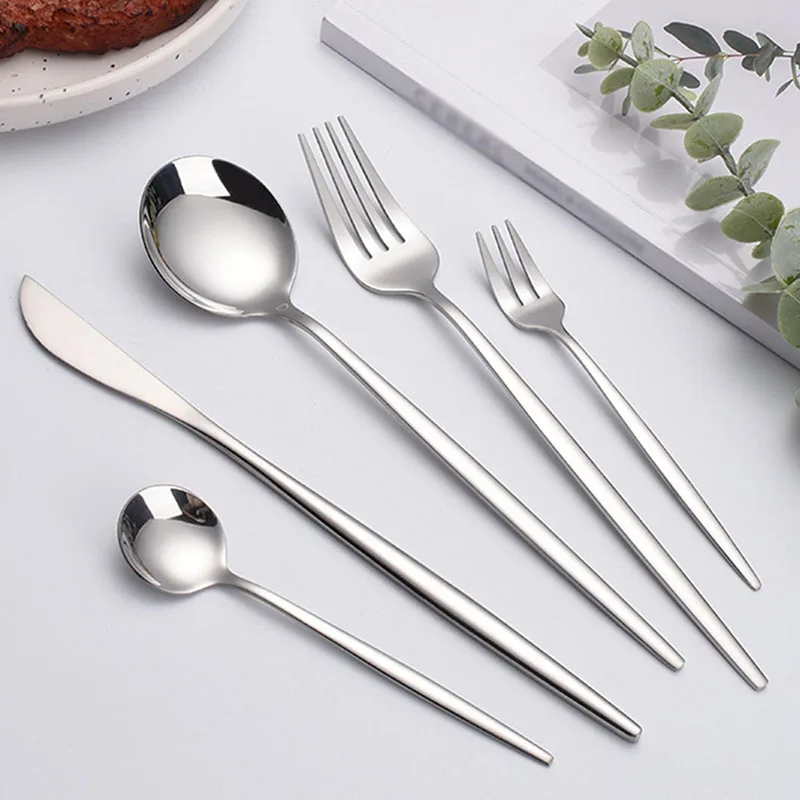 6pcs/30pcs   Stainless steel cutlery knife fork spoon western steak knife fork spoon coffee spoon dessert spoon fork set