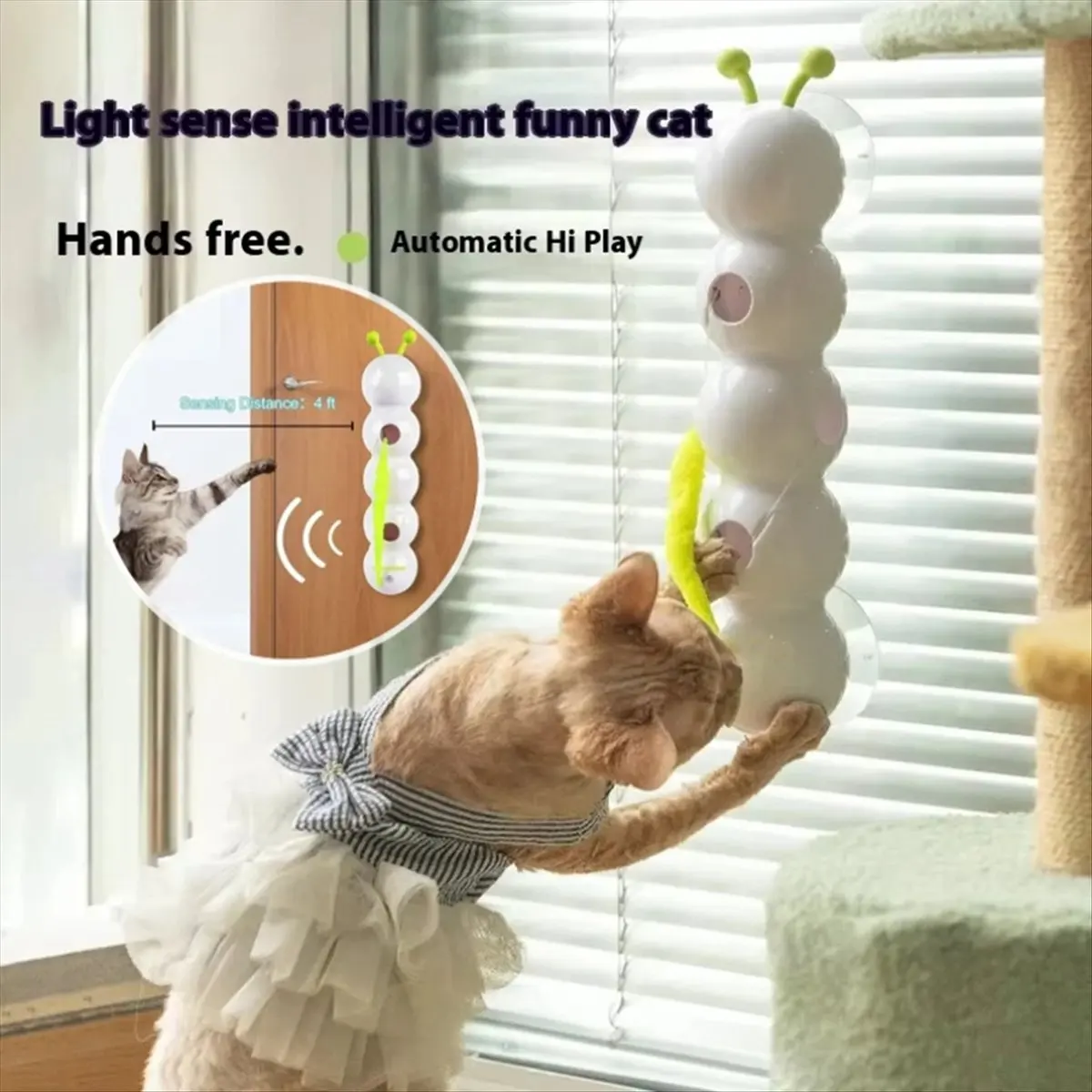 Intelligent Interactive Cat Stick Pro with Replaceable Prey Tail Suitable for Automatic Swing Durability in Multi Cat