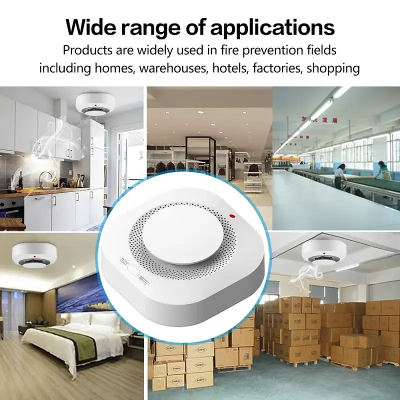 433MHz Wireless Smoke Detector Fire Alarm Sensor For Indoor Home Safety Garden Security