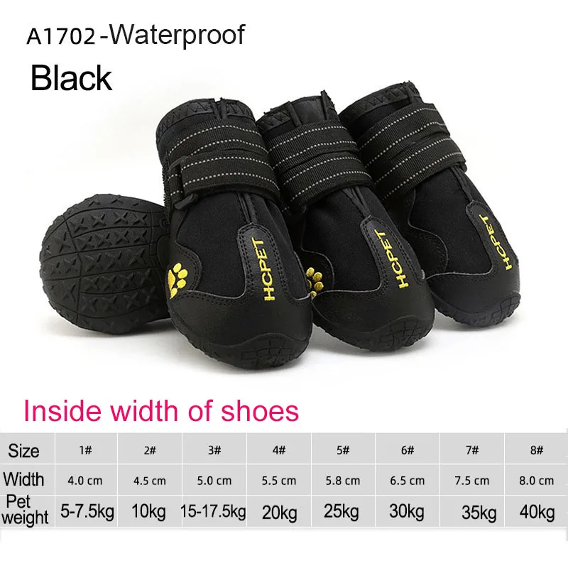 Reflective Waterproof Shoes for Pets, Warm Snow Boots, Rain Booties, Anti-slip Socks, Medium and Large Dog, 4 PCs/Set