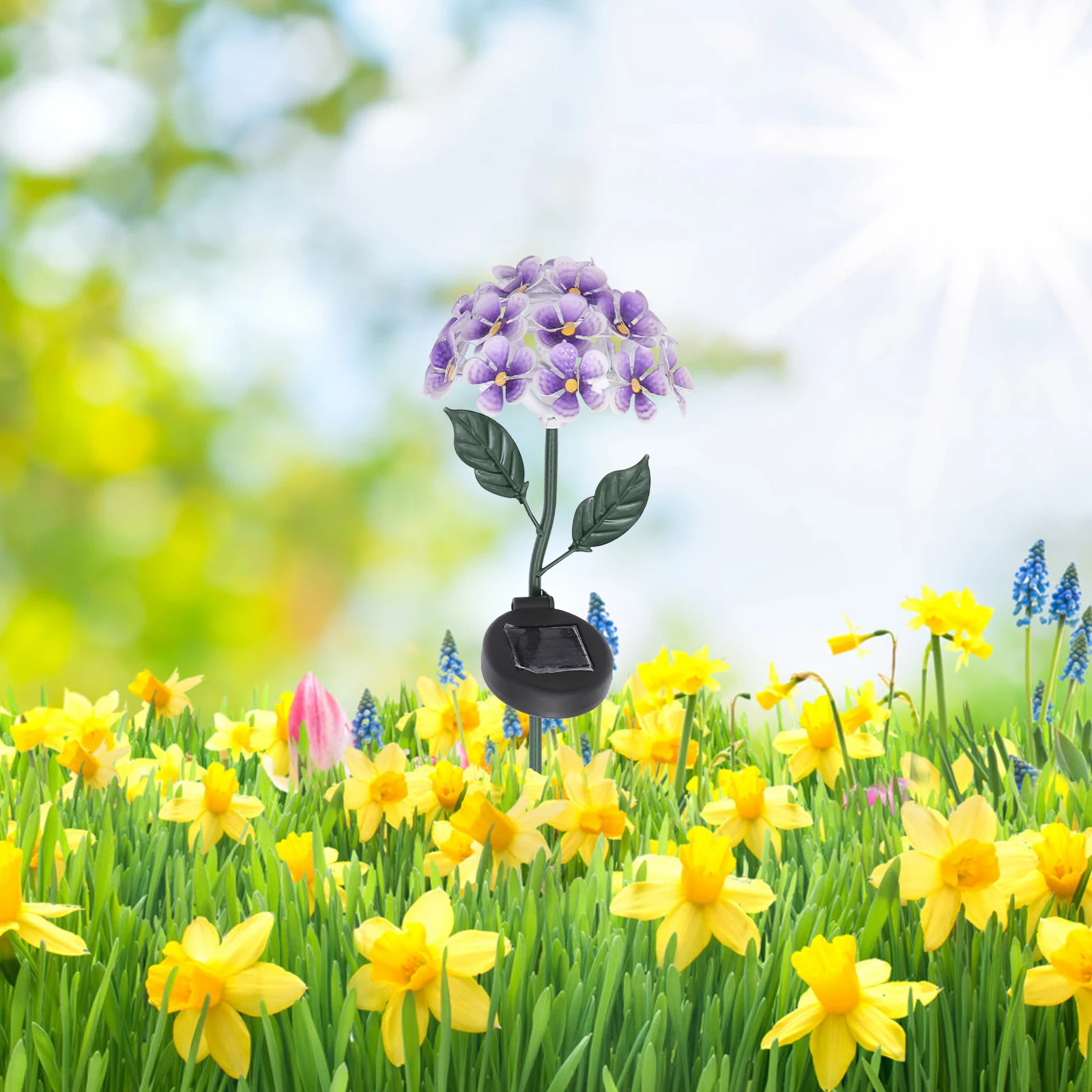 

1pc Solar Garden Lamp Hydrangea Lawn Light Outdoor Ground Decor Yard Lamp Energy Saving Outdoor Ground Light Decorative Lighting