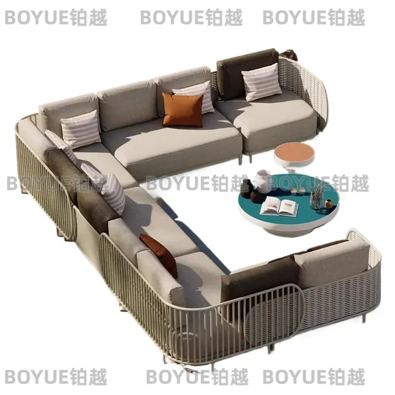 Wicker Patio Furniture Set Outdoor Rattan Sofa Garden Courtyard Villa Hotel Club Terrace Lounge Seating Arrangement