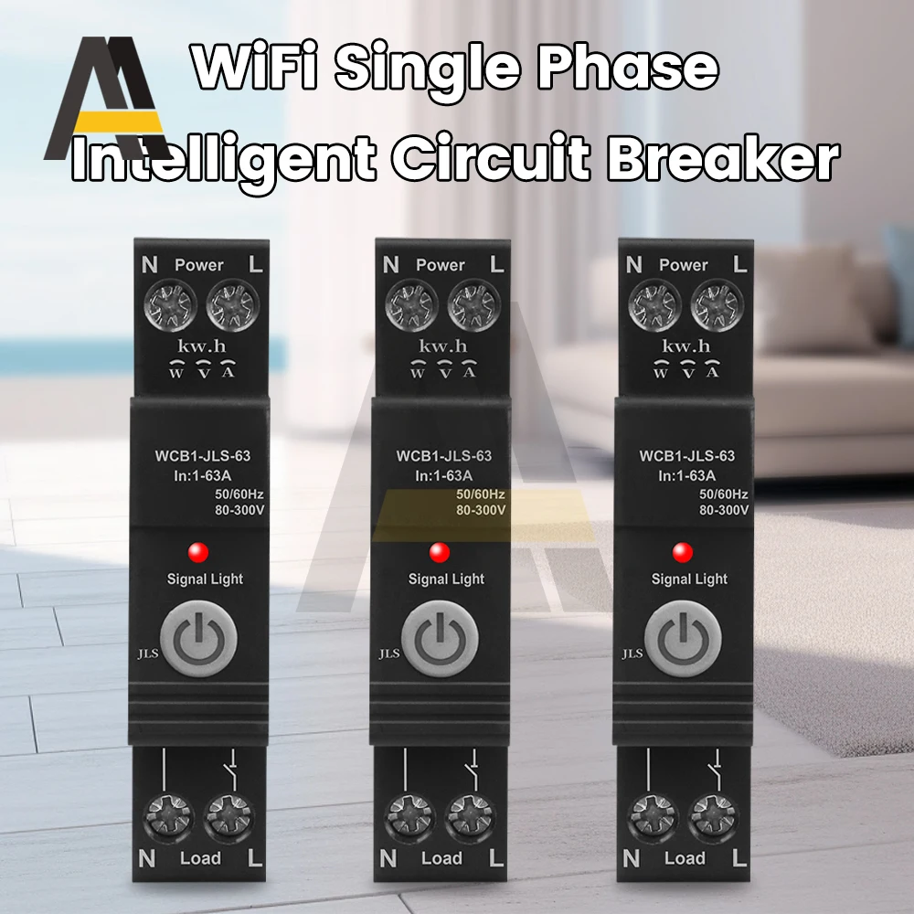 TUYA WiFi Circuit Breaker Leakage Overload Overvoltage And Undervoltage Bidirectional Energy Meter AC220V 63A KWH Timer Relay