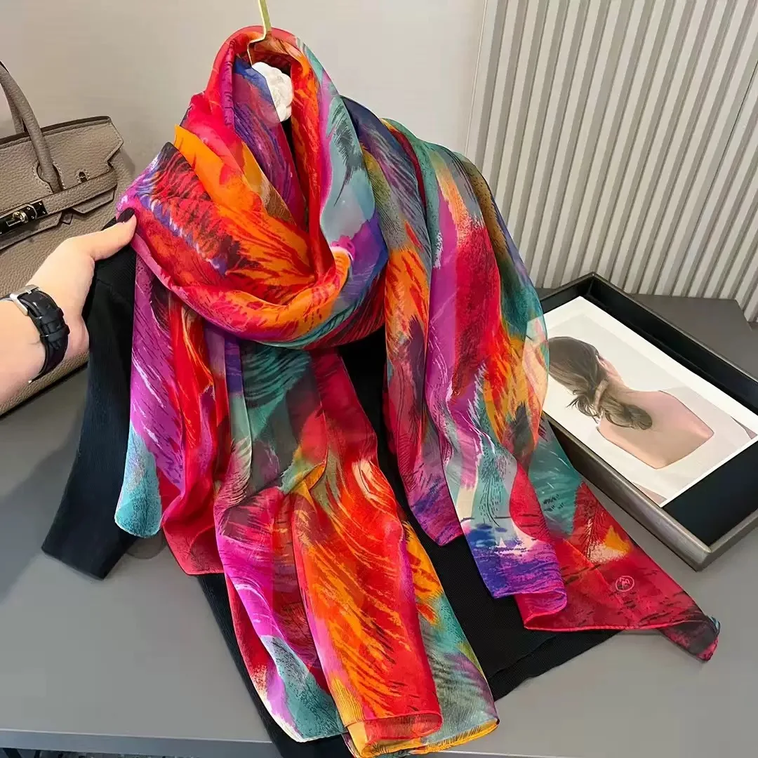

Scarf Girls Spring Autumn Thin Versatile Soft Yarn Long Temperament Scarf Summer Seaside Sun Protection Beach Towel Shawl
