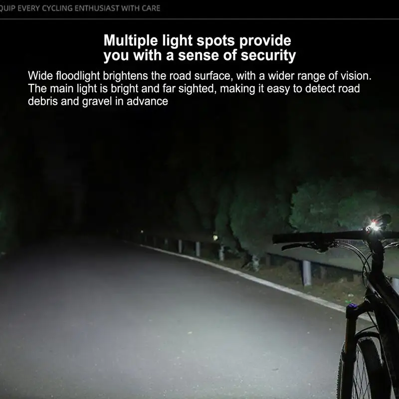 Bike Headlights Smart Sensing Rechargeable Bicycle Headlight Aluminum Alloy Bike Light Cycling Headlight 1800mAh With 150m Long