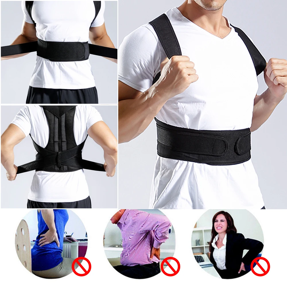 

Adjustable Posture Corrector Corrective Therapy Corset Full Back Shoulder Brace Belt Lumbar Support Straight with Plate Auldut