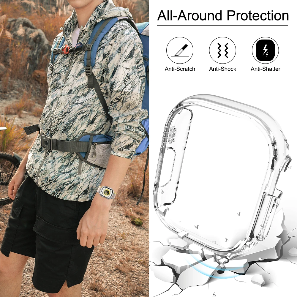 Szkło + matowy pokrowiec na zegarek do Apple Watch Ultra 49mm ochraniacz ekranu twardy PC pokrowiec ochronny zderzak do iwatch 8 Pro/Ultra