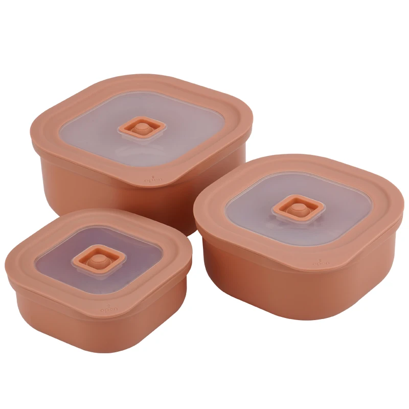 

Set 3of BPA-Free Square Food Storage Containers Vented Lids Assorted Sizes Microwave & Freezer Safe Nesting Design forLeftovers