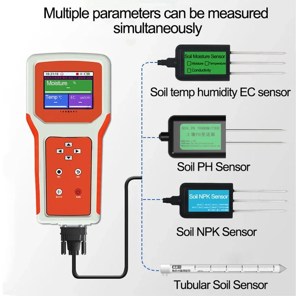 Agriculture Soil NPK/PH/EC Analyzer Moisture nutrient  7in 1 Soil Tester with Portable Handheld LCD Display Terminal