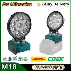 For Milwaukee M18 Battery LED Work Light 20V Compatible With 48-11-1850 48-11-1880 48-11-1120 48-11-1130 48-11-1852 48-11-1860