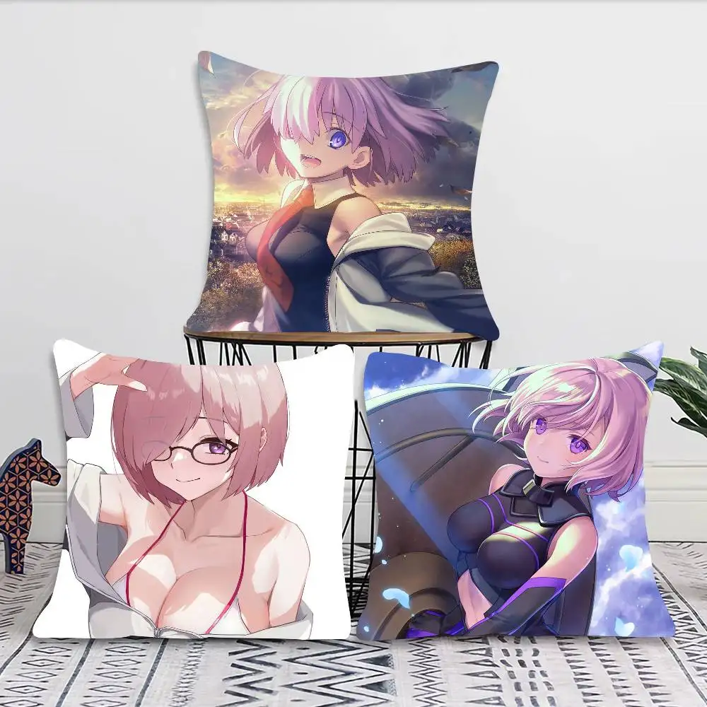 Mash Kyrielight Animated Game Fate Grand Order Pillow Case Fashion Square Pillowcase Bedroom Sofa Room Ins Decoration Leisure