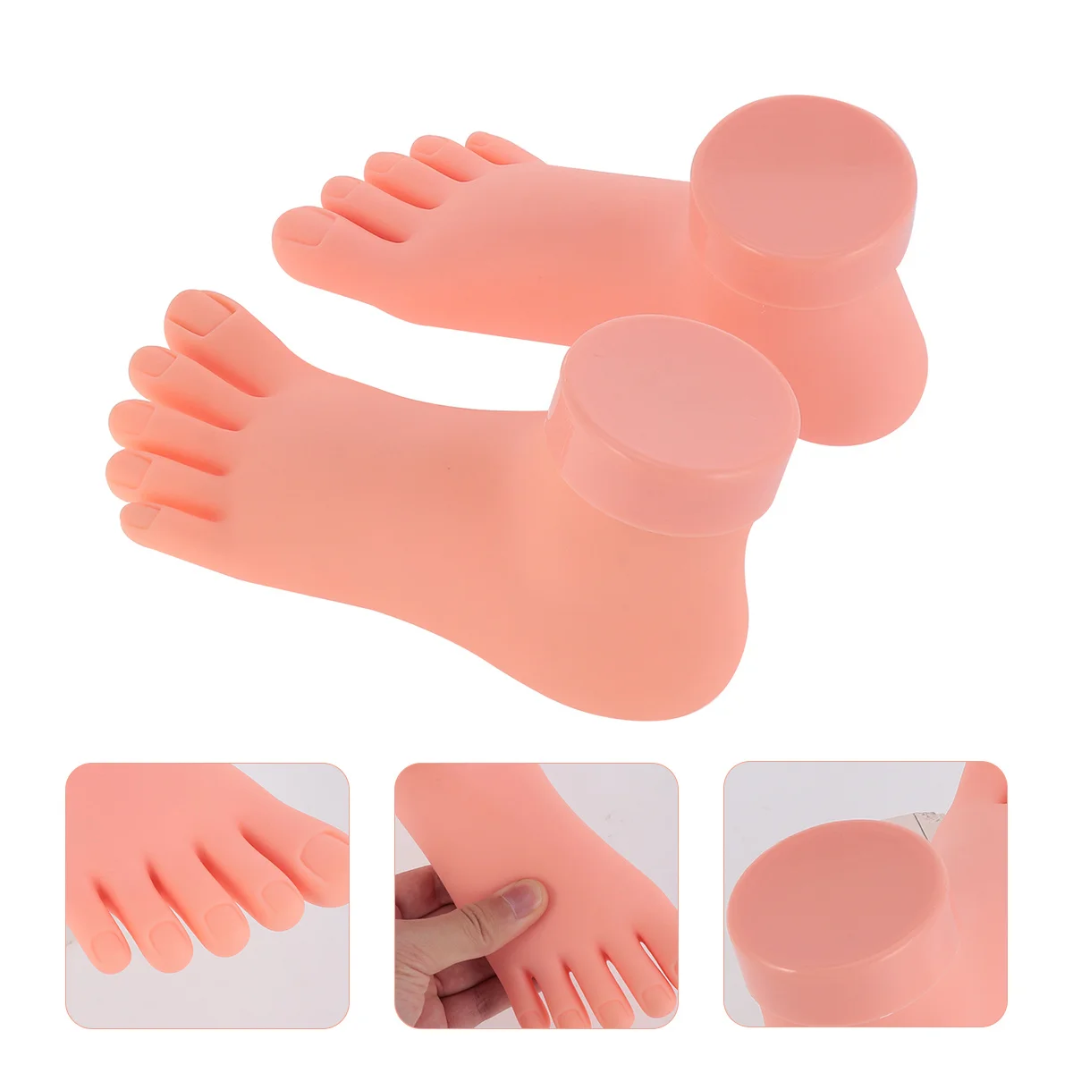 2Pcs Nail Art Foot Practice Right Left Durable Elasticity Manicure Training Tool for Sculptured Skill Improvement