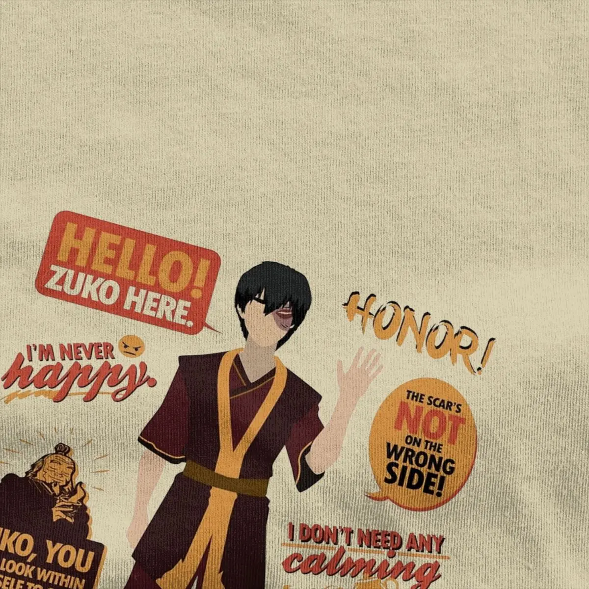 Men Women Hello Zuko Here T Shirt Avatar The Last Airbender Pure Cotton Tops Humorous Short Sleeve Round Neck Adult T-Shirts