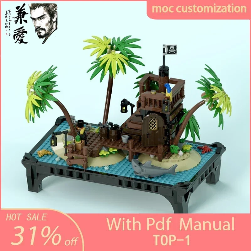 

Moc Pirates of Barracuda Bay Pirates Bonsai Set Beach House Desktop Decorations Bricks Building Blocks Toys Kid Gift 21322
